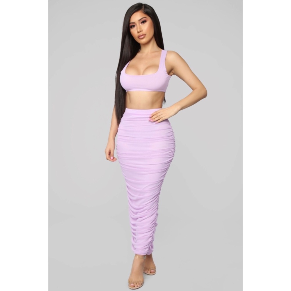 Lana Ruched Skirt Set (Fashion Nova, NEW WITH TAG)